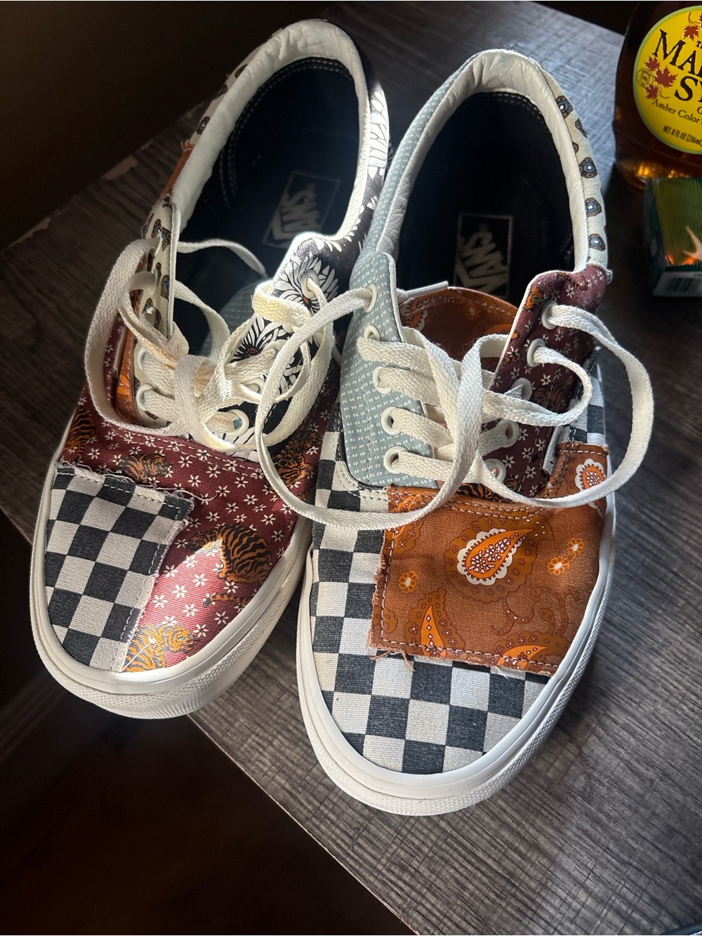 Vans Kids Patchwork Checkerboard Sneakers - Black, White, Brown, Rust